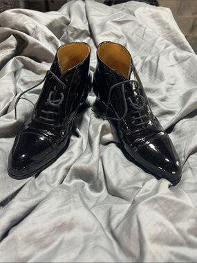 Fratelli Rossetti Black Patent Leather Lace-Up Ankle Booties